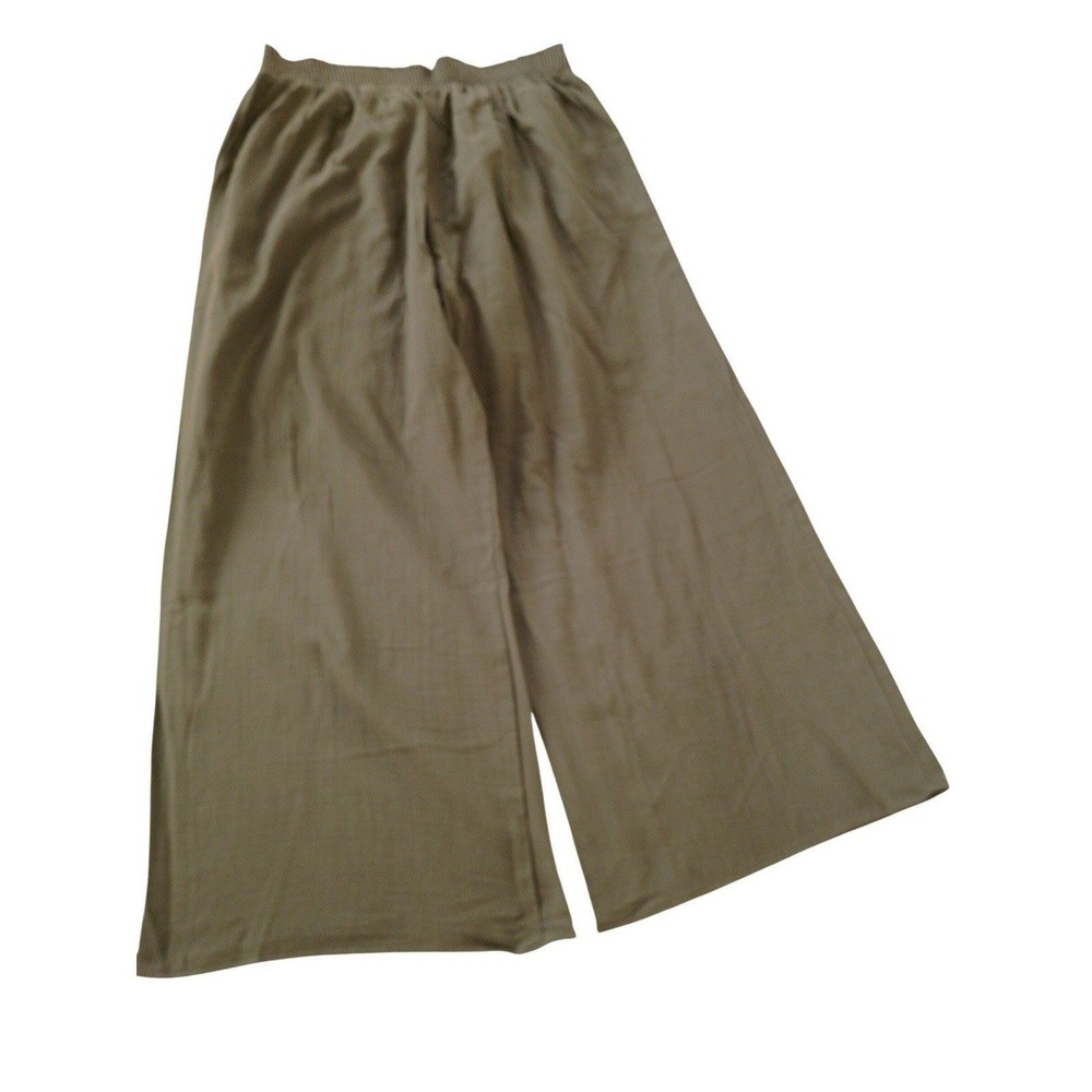 NWT NOFLIK Olive Green 100% Cotton Gauze Wide Leg Boho Pants Relaxed L Coastal - Picture 5 of 7